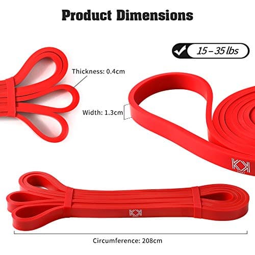 KK Resistance bands for men and women fitness band (15 – 35 lbs) pull up resistance bands Suitable for home, gym workout exercise flexibility and strength training. (Red: 15 – 35 lbs) — view 2