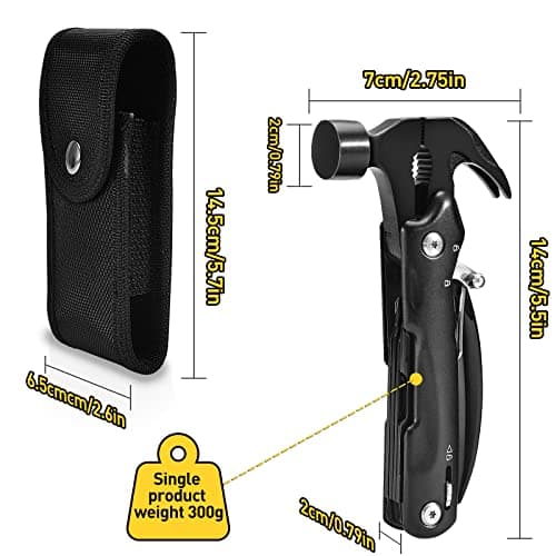 ZOOI Gifts for Men Women, Birthday Gift for Men Dad Presents for Mens Gift s for Him, Gadget Dad Gifts for Men Who Have Everything, 12 in 1 Hammer Multi Tool, Camping Accessories — view 4