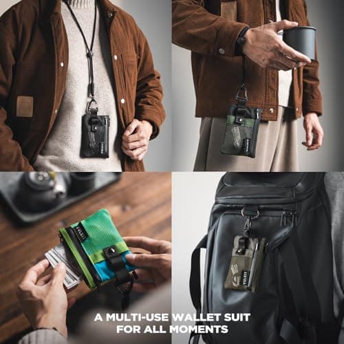 VULKIT Minimalist Small Wallet with ID Window, RFID Blocking Card Holder Water Resistant Zip ID Card Case with Lanyard Keychain for Cards,Cash,Key, Coin — view 6