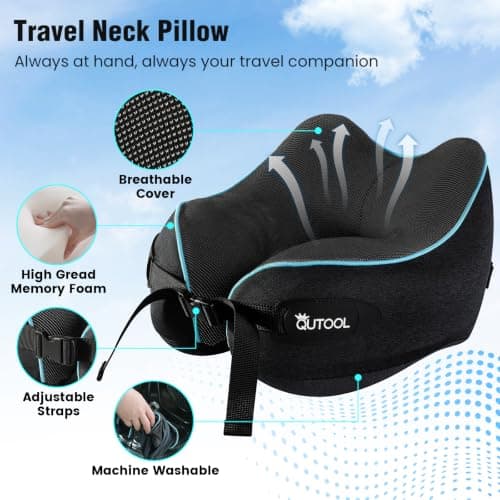 Travel Pillow, Memory Foam Neck Pillow for Travel, 360° Support for Flights — view 6