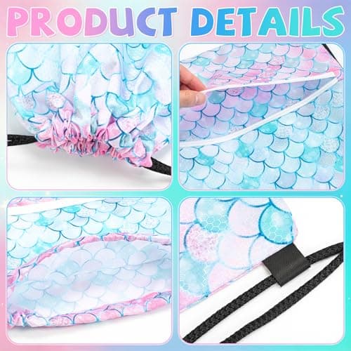StreamSafe Drawstring Bags for Kids Girls, Waterproof Mermaid Backpack — view 5