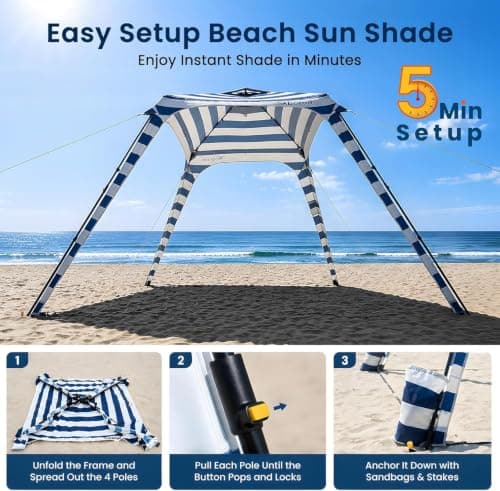 MOPHOTO 10x10 FT Beach Cabana, 100 sq ft Beach Canopy — view 6
