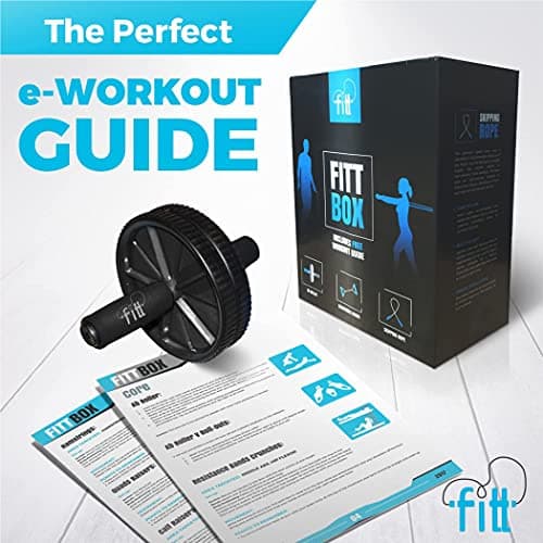Fittbox Strength Training Equipments | Gym Equipment For Home | 3 Piece Resistance Bands | Ab Wheel Roller With Knee Pad | Speed Skipping Rope | Complete Workout Guide | Home Gym Fitness Equipment | — view 6