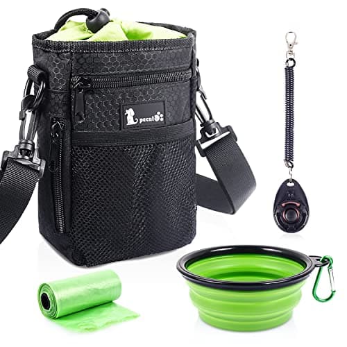pecute Waterproof Dog Treat Pouch Bag with Multiple Pockets