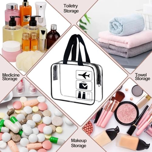 Clear Travel Toiletry Bags with Handles Travel Wash Bag Travel Bag Airport Security Carry On Liquid Bag Cosmetic Pouch Shower Bag Transparent Toiletries Bags (Black) — view 5