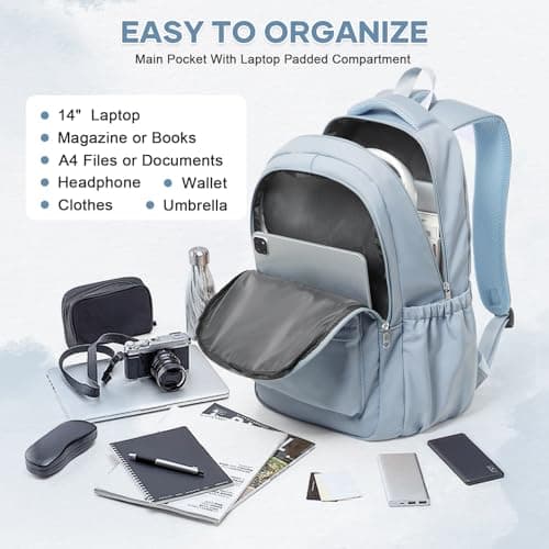 WEPLAN School Backpack School Bag for Teenage Girls Boys College Rucksack Lightweight Schoolbag Casual Backpack Dayback Women Bookbag College Waterproof 14 Inch Laptop Backpacks,A3-Blue — view 5