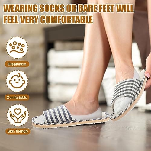 Suhine 12 Pairs House Slipper for Guests Open Toe Spa Slippers Non Slip Indoor Comfortable Breathable Home for Travel Guests Hotel Home Bedroom Unisex, Multicolor, 9 UK — view 2
