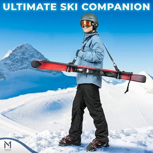 Mata1 - Ski Strap & Pole Carrier - Black - Adjustable Shoulder Strap to Carry Skis & Poles with Ease - Comfortable with Padded Shoulder Sling - Perfect for Men, Women & Kids — view 2