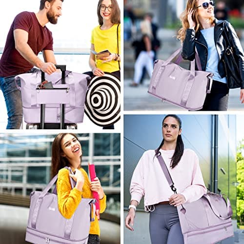 CS COSDDI Travel Duffel Bag, 29L Weekend Bag with Trolley Sleeve, Dry & Wet Seperated Sports Gym Bags, Waterproof Carry On Bags for Women Men Weekender Hospital — view 5