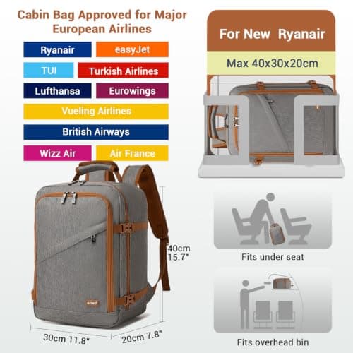 Kono Ryanair Cabin Bags 40x30x20 Underseat Carry on Travel Backpack — view 2