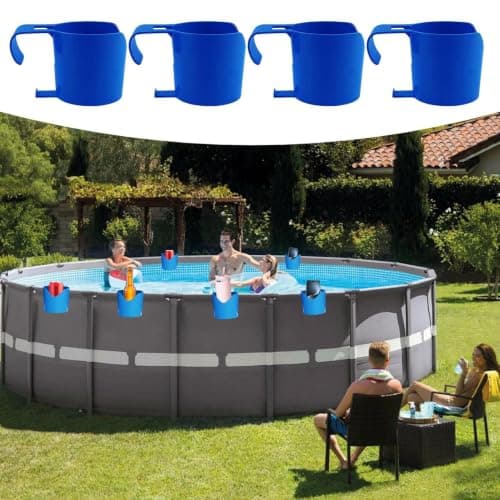 Swimming Pool Cup Holder - 4 Piece Portable Spill Proof Detachable, Drink T — view 3