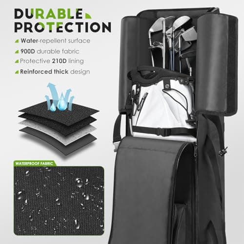 Findway Golf Travel Bag with Wheels, Waterproof, 900D Heavy-Duty Oxford, Premium Padded Flight Case with Removable Pad for Airline Club Protection (Black) — view 2