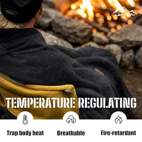 Molithe 100% Wool Blanket, 48" x 62", Warm, Thick, Washable, Military Wool Blanket, Great for Camping, Outdoors, Sporting Events, Survival Kits — view 5