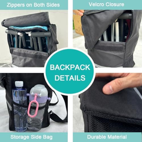 Colu Kid Foldable Stroller Travel Bag Compatible with Cybex Series Strollers (Such As Libelle, Coya,Beezy) - Large & Small Size - Durable Fabric (Small Size (35 * 20 * 50CM)) — view 6