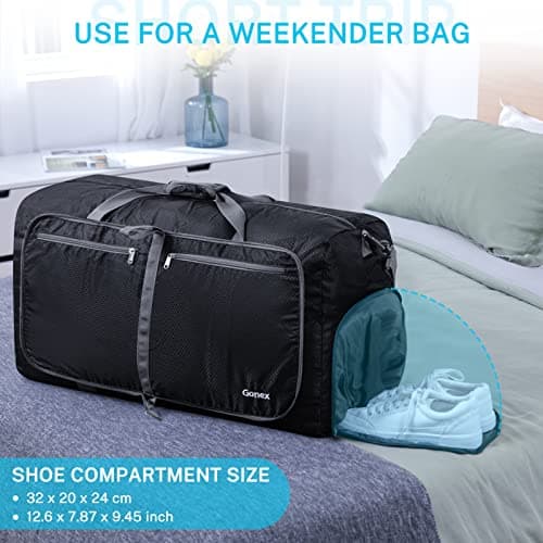 Gonex Foldable Travel Duffle Bag, 60L Lightweight with Shoe Compartment — view 3