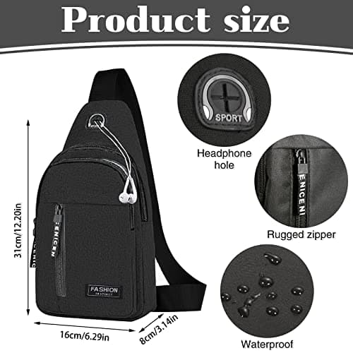 Yafe Small Shoulder Backpack, Lightweight Nylon Rucksack Bag, Black — view 2