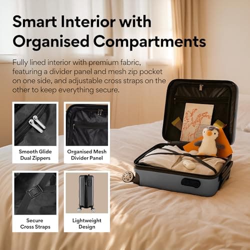 WORLD EXPLORER Dark Grey Cabin Suitcase 55x40x20cm, 34L ABS Shell, 4 Wheels — view 4