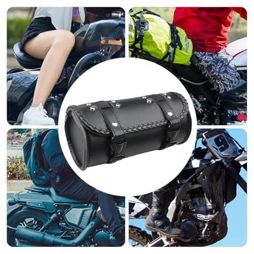 Vintage Motorcycle Bag PU Leather Waterproof Barrel-Shaped — view 4