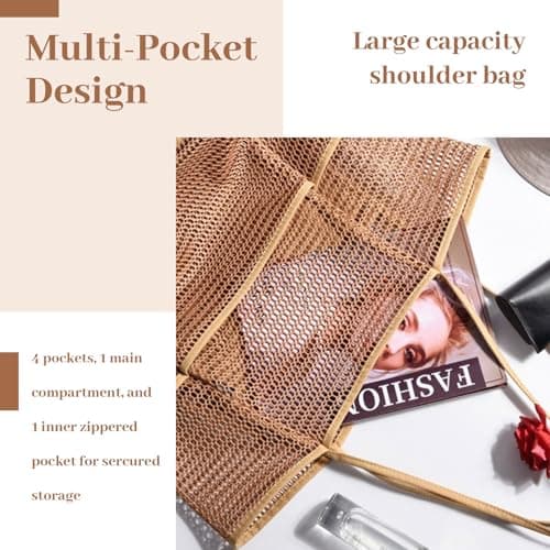 BelleVive Beach Bag with Mini Pouch, Beach Tote Bags, Large Foldable Mesh Travel Bags for Swimming Pools, Mesh Tote Bag for the Beach, Hobo Bag for Women, Shoulder Bag — view 5