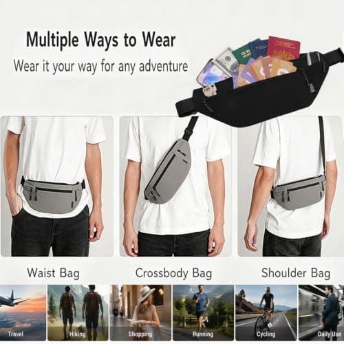 Money Belts for Travel Hidden Women Passport Bag Travel Wallet, Khaki — view 4