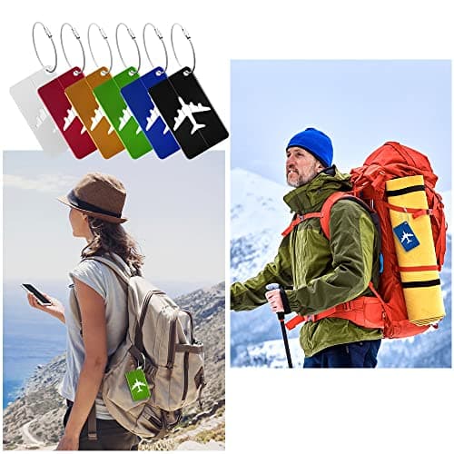 Vicloon Luggage Tag, 6Pcs Luggage Labels Travel Suitcases Aluminium Tags, Aluminum Luggage Tag with Name ID Card for Luggage Baggage Identity ID Labels — view 5