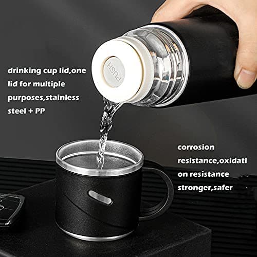 Stainless Steel Water Bottle Sports Flask Vacuum Insulated Hot Drink Cups with Lids Travel Mug Reusable Coffee Cup Double Wall Tumbler — view 2