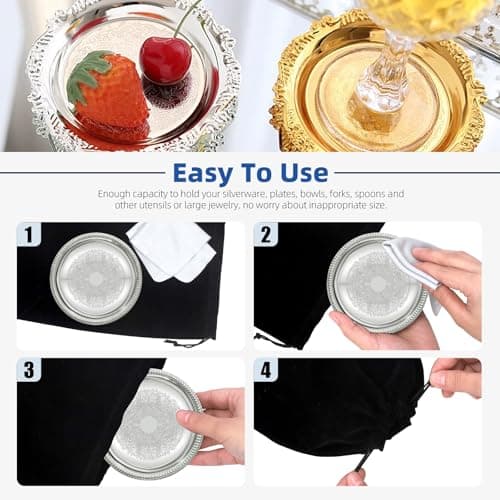 Glarks 4pcs 11.8 x 15.7in Black Anti Tarnish Storage Bags s Large Jewellery Pouches Silver Storage Bags Fabric Cloth Pouche for Jewelry Silverware Protection Flatware Candy Wedding Favor — view 6