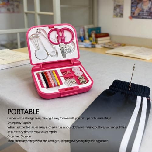 Chrees Compact Sewing Kit for Travel Repairs and Emergency Fixes (Rose Red) — view 4