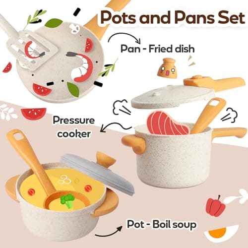 HYAKIDS Toy Pots and Pans Set Kids Kitchen Accessories — view 3