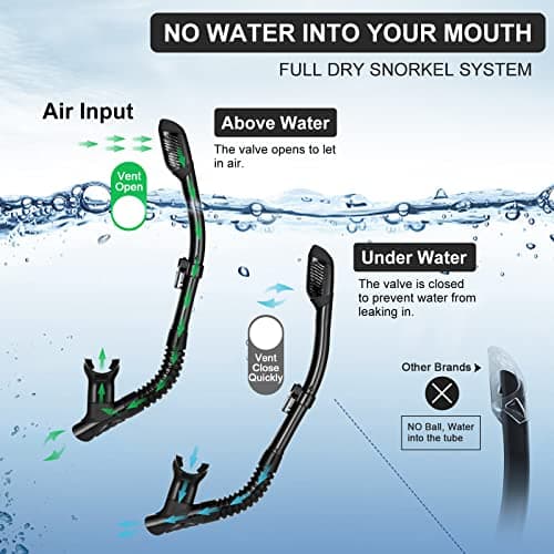 Snorkel Set for Adults, Anti-Fog Diving Mask with Dry Top Snorkel & Swim Fins, Wide View Scuba Flippers Snorkeling Gear for Men Women Youth Grey L — view 6