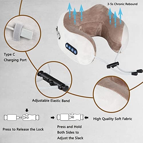Neck Massager, Electric Neck Massager Deep Tissue 3D Kneading, with 3 Force Levels and 3 Modes, Rechargeable Massage Cushion Pillow for Pain Relief at Home, Office — view 4