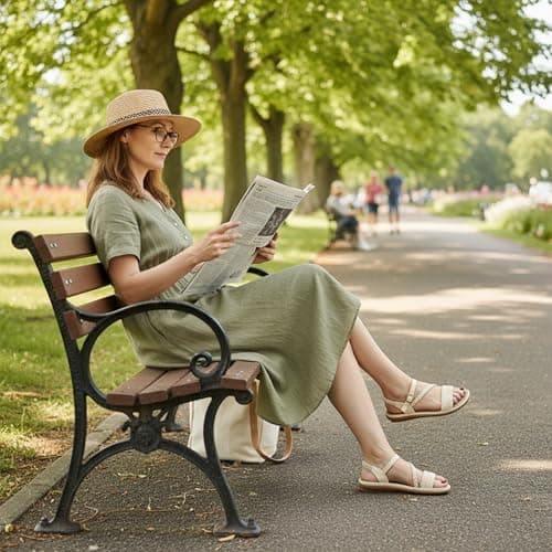 Women’s Dressy Flat Sandals, Strappy Open Toe Low Flat Sole Summer Shoes - Casual Walking Sandals for Vacation Wedding Guest Office Evening Travel Beach Resort Daily Outdoor Wear (Brown,6.5) — view 3
