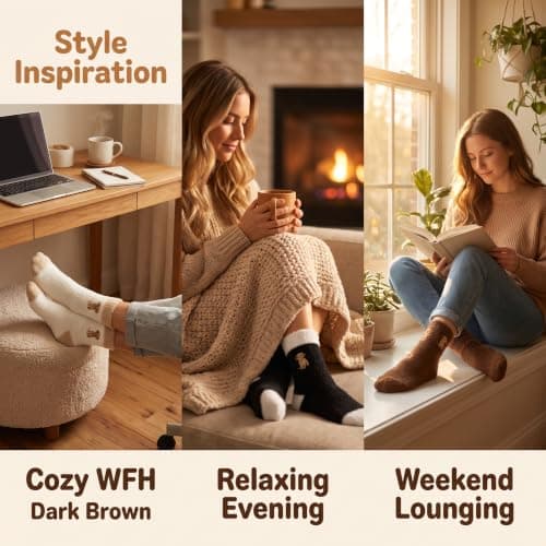 Fluffy Socks Womens 4-7,Women's Fuzzy Warm Comfy Winter Womans Fleece Thick Snuggly Sleep Soft Christmas Animal Bedsocks Gifts Set for Girls Ladies Mum Her, Cute Cosy Bed Thermal Socks for Women — view 3