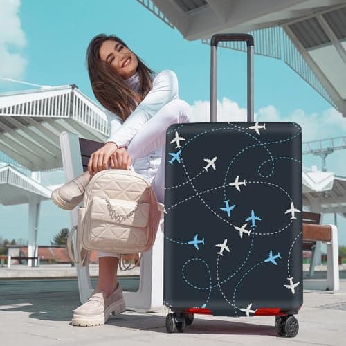 DAVBNM Luggage Cover, Travel Suitcase Covers with Zipper, Elastic Suitcase Protective Cover, Washable Dustproof Trolley Case Protector Fit 26-28 Inch (L) — view 6