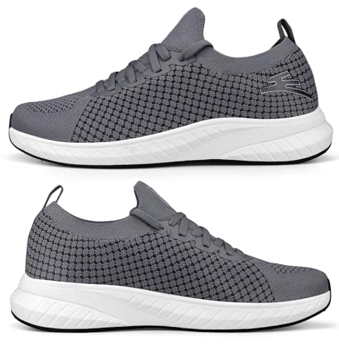 Puweco Womens Trainers Running Shoes Breathable Lightweight Non Slip Walking Shoes Casual Tennis Gym Jogging Shoes Dark Grey — view 5