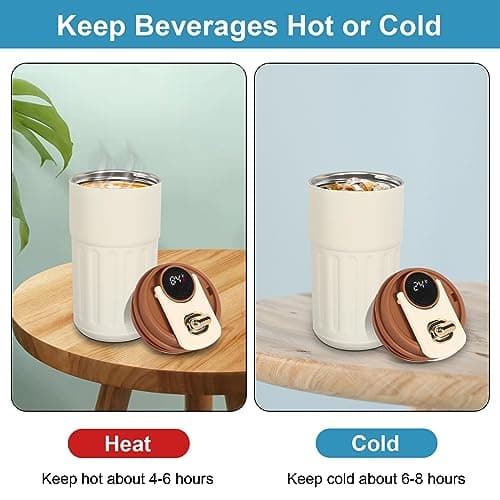 Water Bottle Flask with Temperature Display Stainless Steel Flask for Hot Drink 450mL, Insulated Coffee Mug Travel Mugs for Hot Drinks Mug Warmer Thermal Mug Thermal Cup — view 4