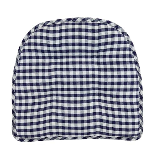 Klear Vu Omega Non-Slip Chair Cushions, Assembled in USA, U-Shaped Skid-Proof Seat Pads for Dining Room, Kitchen, Office, 15"x16", 8 Pack, Gingham Navy 8 Count — view 2