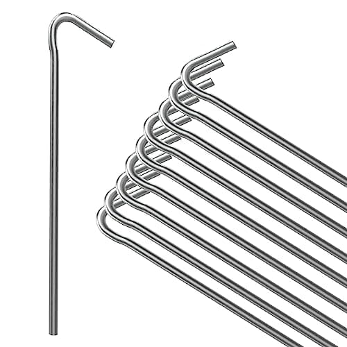 ANSIO® Tent Pegs Pack of 10 Galvanised Metal Pegs 4mm x 9inch Ground Stakes