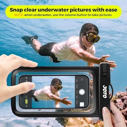 JOTO 2 Pack Waterproof Phone Pouch Cellphone Dry Bag Case for iPhone 17 Air 16 15 14 13 12 Pro Plus Max XR X 8 7 6S SE, Galaxy S23 S22 S22+ S21 up to 7" -Black — view 3