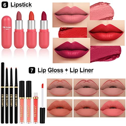 LYMYBETY Makeup Set, Cosmetic Make Up Starter Kit With Storage Bag Portable Travel Make Up Palette Eyeshadow Foundation Lip Gloss for Teenage & Adults (Style C) — view 6