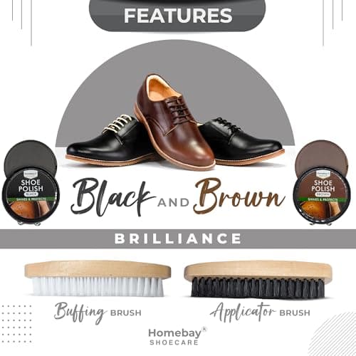 6pc Black & Brown Shoe Polish Kit For Leather Shoes With Carry Pouch — view 2