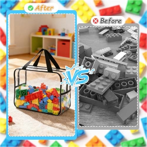 4-Piece Clear Toy Storage Bag Set, Black Frame Handles,Toy Storage Bags — view 5