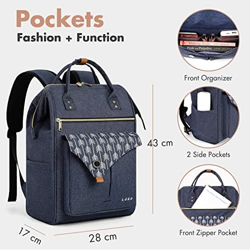 Lekesky 15.6 Inch Laptop Rucksack, Computer Backpack, School Bag for Women — view 3