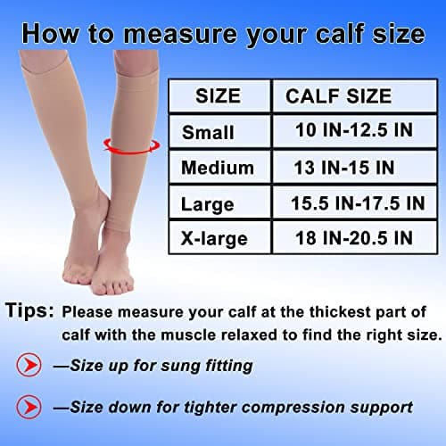 BSERA Calf Compression Socks for Women 2 Pairs 15-20mmHg Calf Support Footless Compression Socks for Periostitis, Varicose Veins, Recovery, Leather/Nude 2 pairs, Medium (Pack of 2) — view 2