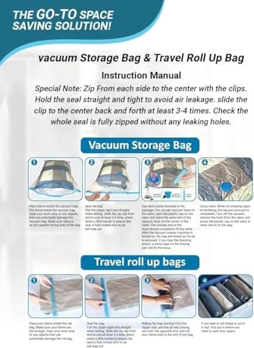 LAVANDIS Travel Vacuum Storage Bags for Clothes with Hand Pump – Reusable Airtight Compression Bags, Space Saver Bags for Travel & Home Organization, Luggage Packing Essential (6) — view 5