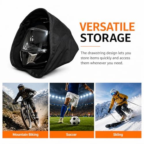 XONWW 2 PCS Helmet Bag, Lightweight Motorcycle Ski Helmet Bag Folding Large Storage Helmets with Drawstring for Sport Riding Travel Skiing (Black, Grey) — view 6