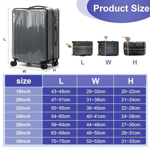 30 Inch Suitcase Cover Clear Luggage Cover with Secure Strap & Luggage Tag — view 2