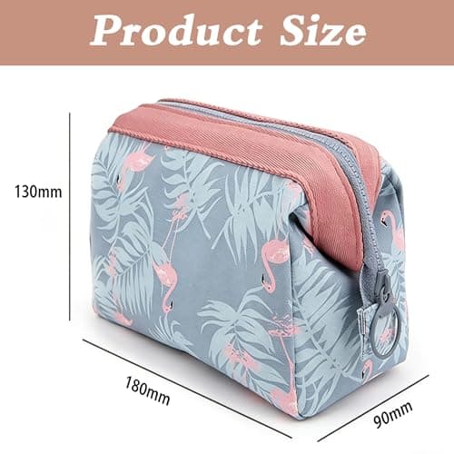 Large Makeup Bag,Flamingo Toilet Bags for Women,Wash Bag Women,Travel Wash Bags,Skincare Bages,Waterproof Polyester Cotton Makeup Bages,Portable Travel Toiletry Wash Bagi,for Skincare&Accessories. — view 6