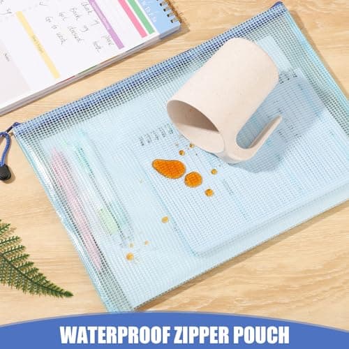 A5 Plastic Wallets, 5 Pack Zip Lock Bags Mesh Document Wallet File Folders — view 4