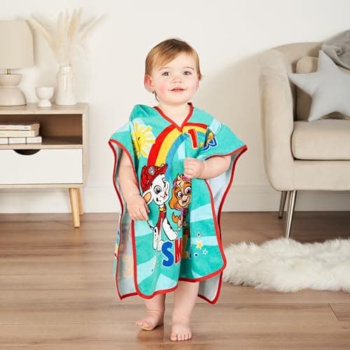 Paw Patrol Poncho Towel 100% Cotton Terry 12M+ Super Absorbent Machine Washable 50 x 50cm Unisex Baby Bath Beach Swimming Towel for Children with Hood — view 2
